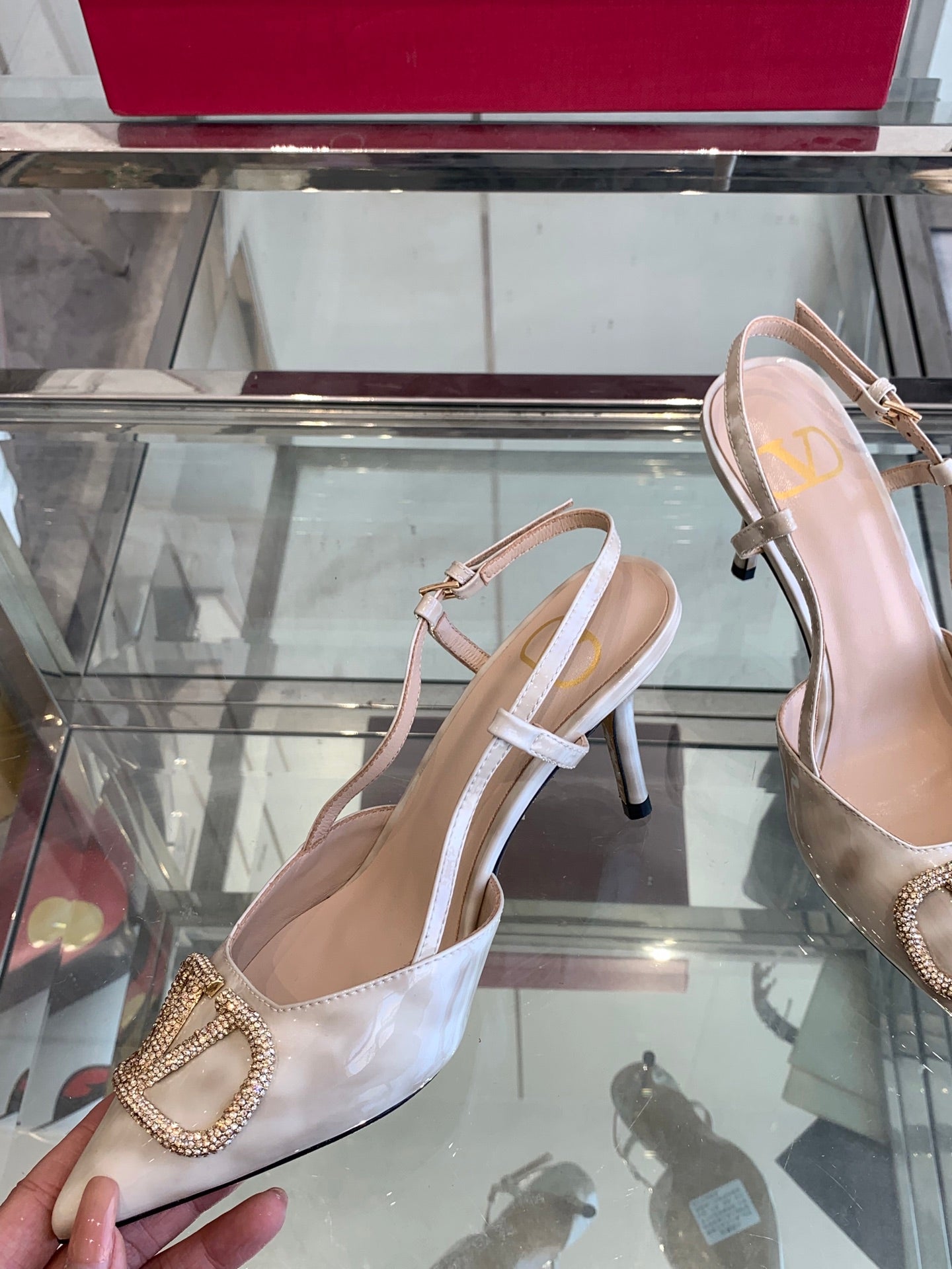 VT 25 High Heels Slingbacks Ivory Cowhide 292344