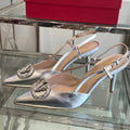 VT 25 High Heels Slingbacks Silver Cowhide 292337