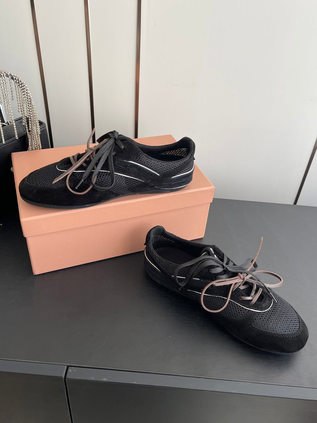 MIU 26 Casual Sneaker Black Fabric Suede 631628