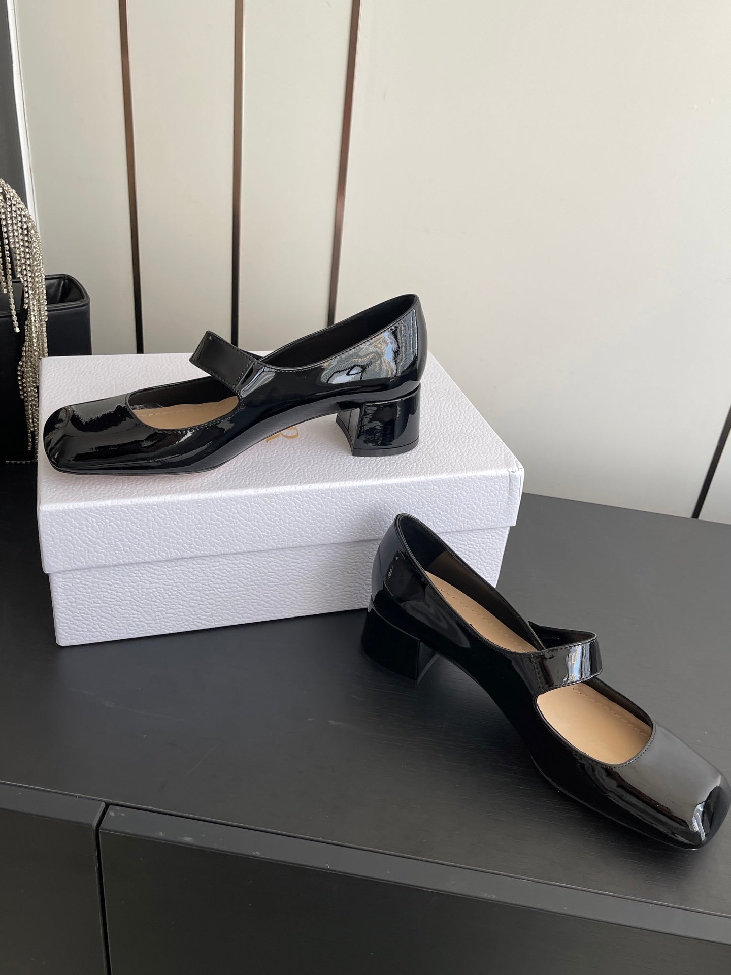 DIOR 26S MARY JANE 45 MM IN BLACK GLOSSY CALFSKIN