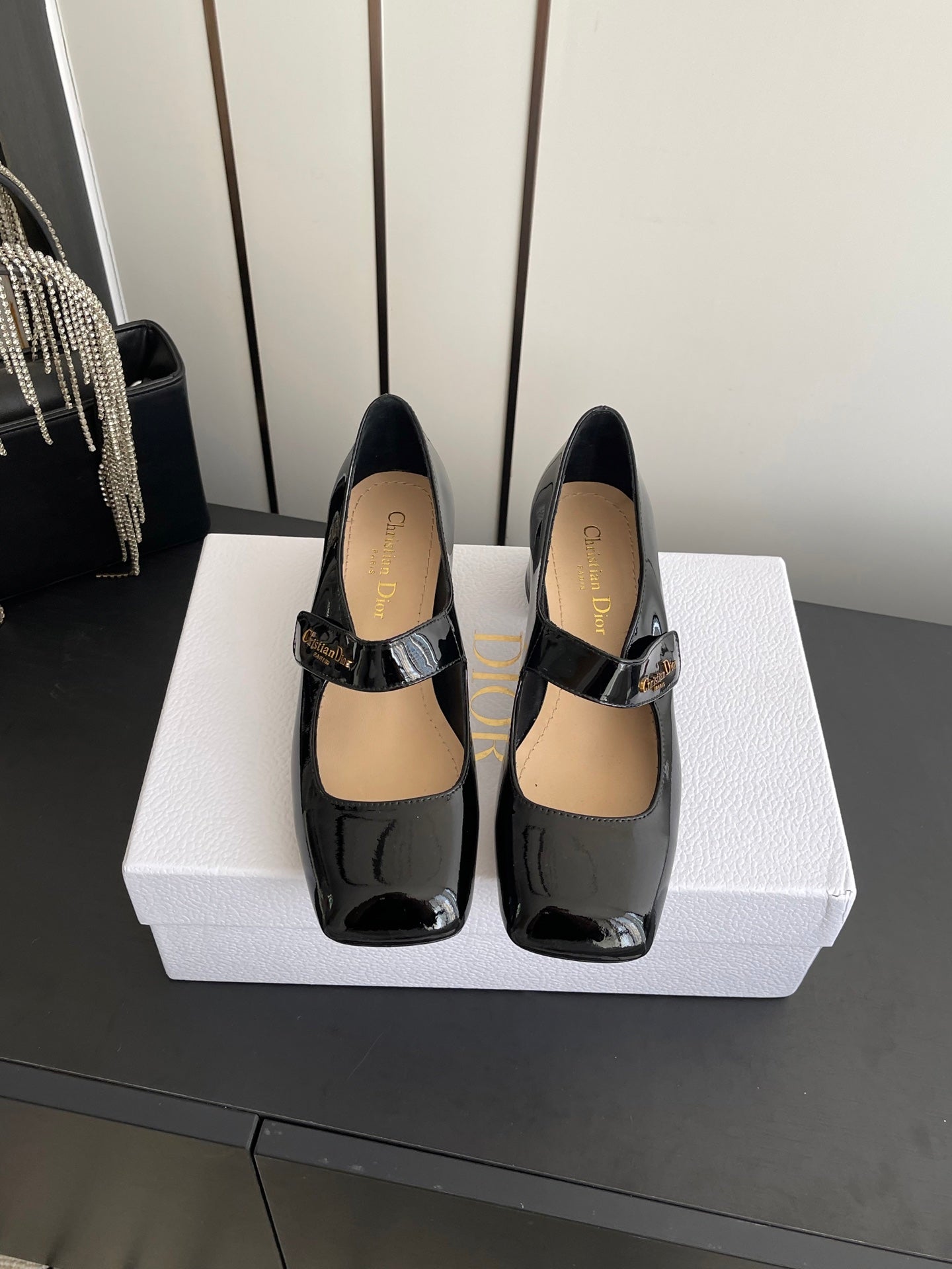 DIOR 26S MARY JANE 45 MM IN BLACK GLOSSY CALFSKIN