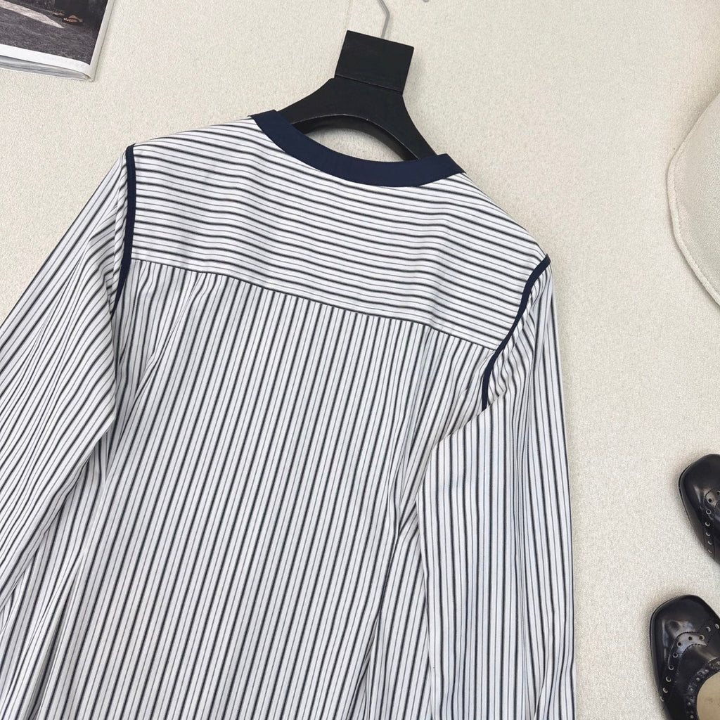CD 25 Striped Shirt White Blue Cotton 597884
