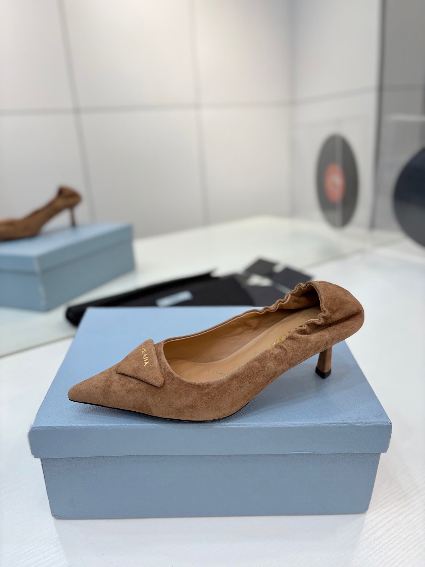 PRA 26S Pointed Toe High Heels 55 Brown Suede 627133
