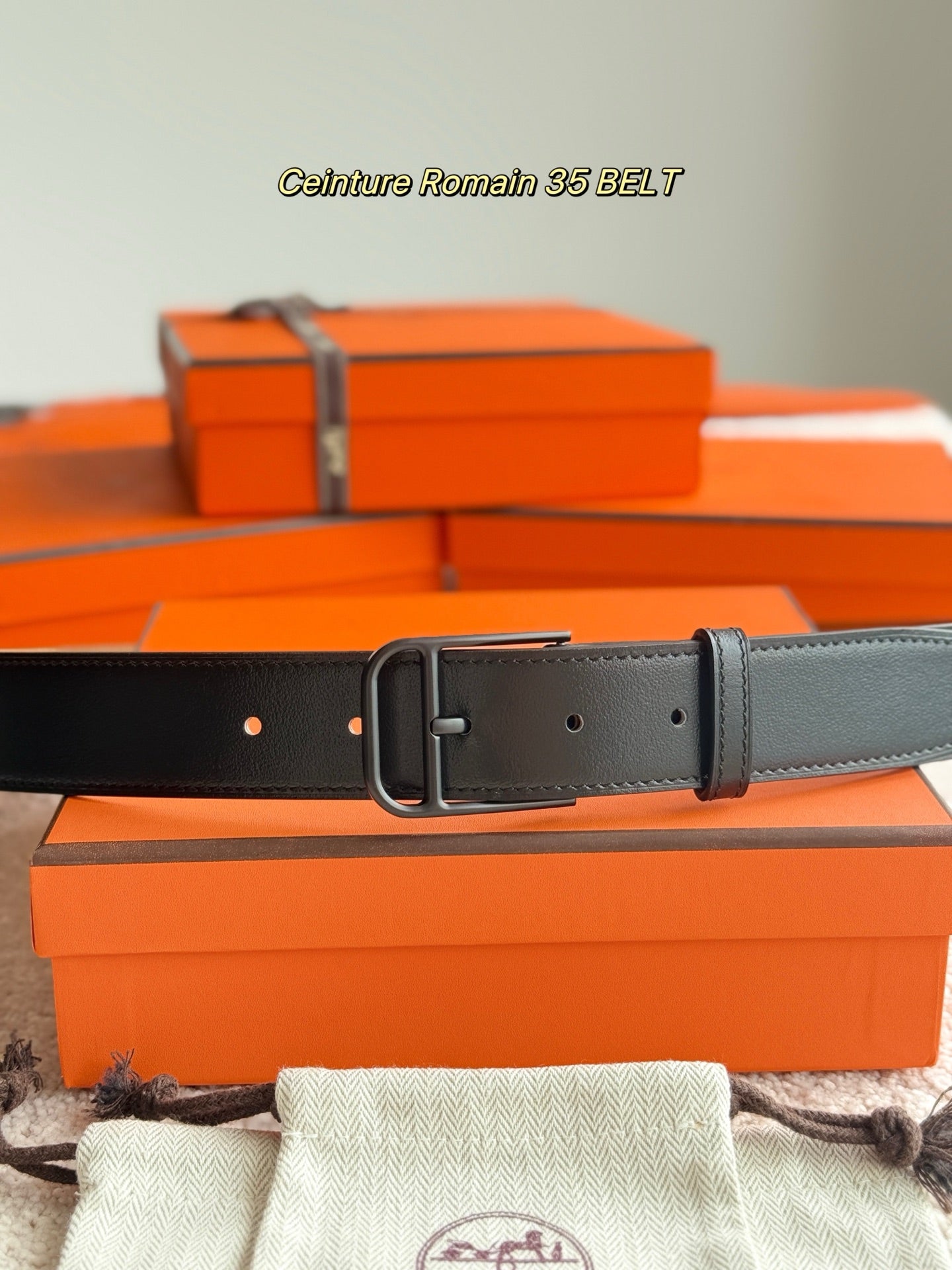 HM 35mm Romain Belt Black Brown Sheepskin 188398