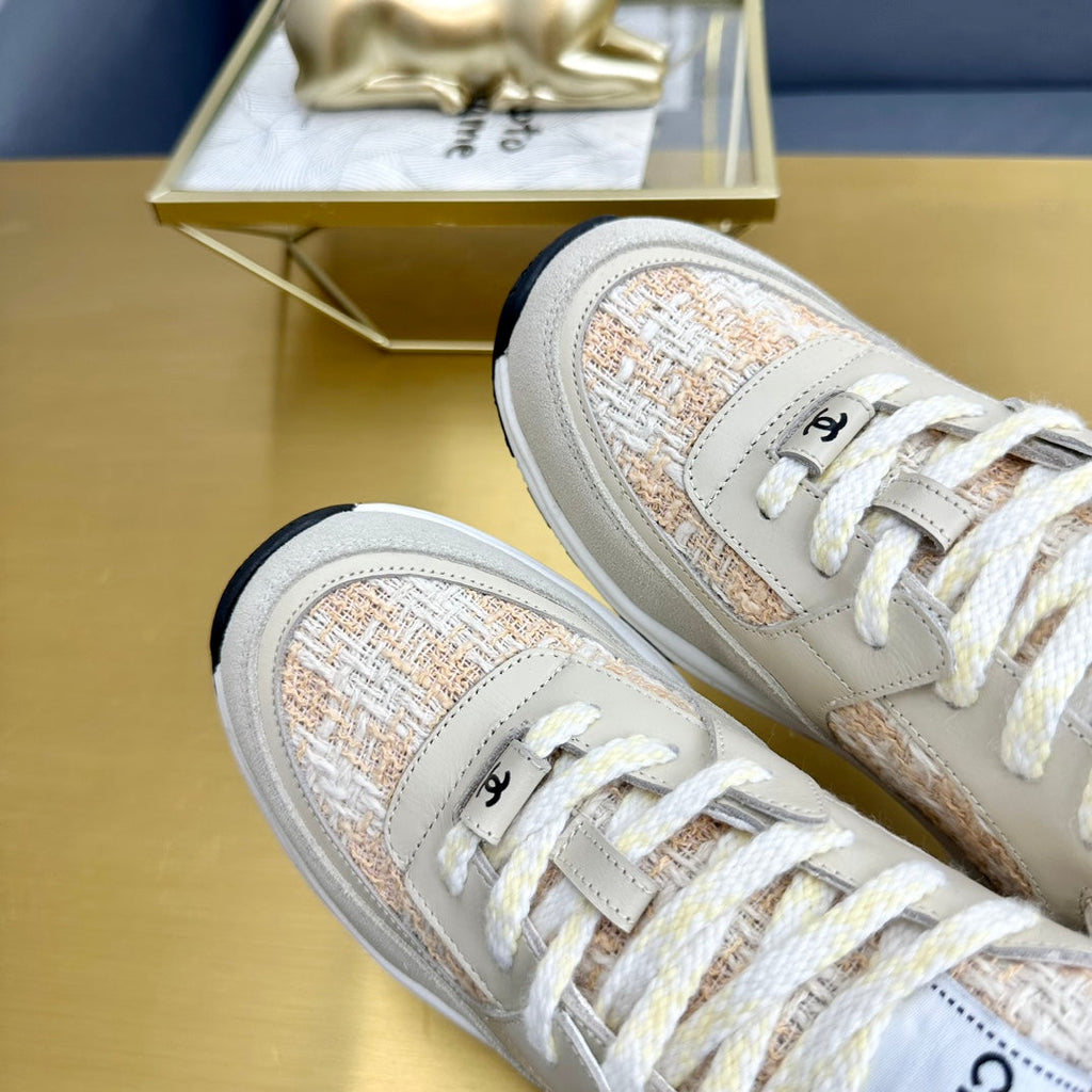 CC 2026 Casual Sneakers Beige Suede Tweed 668059