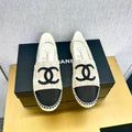 espadrilles beige cream wool black grosgrain