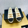 espadrilles yellow white tweed black grosgrain