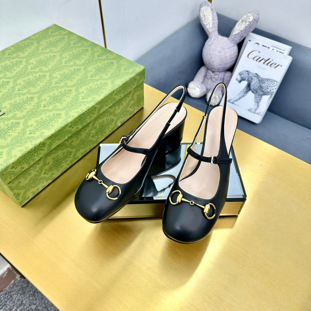 HORSEBIT PUMP IN BLACK SHEEPSKIN