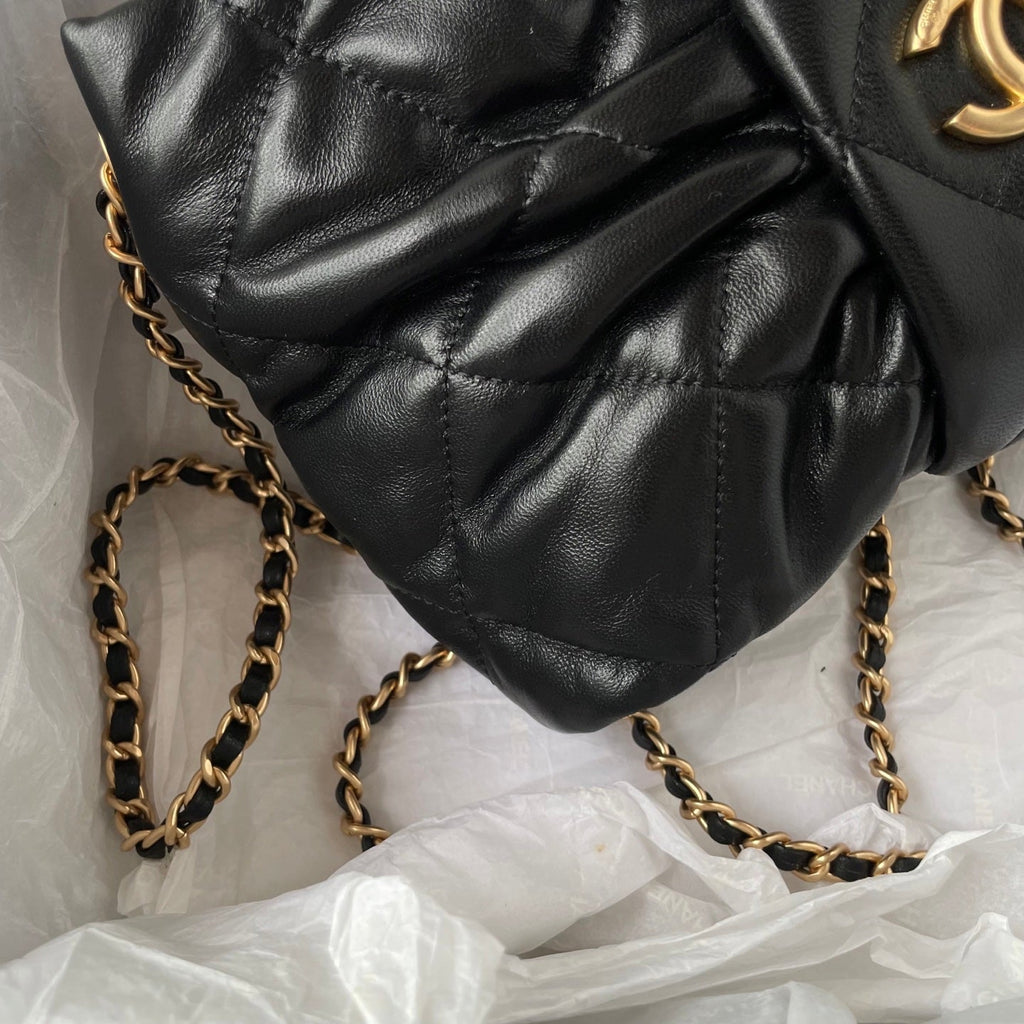 CC 25K Mini Bow Bag 26cm Black Calfskin