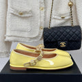 CC Mary Jane Glossy Lemon Yellow Cowhide And Lambskin