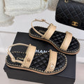 FLAT CHAIN HEART SANDAL IN BISQUE BEIGE LAMBSKIN