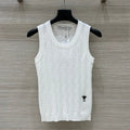 CD 25 Hollow Knitted Vest White Silk Wool