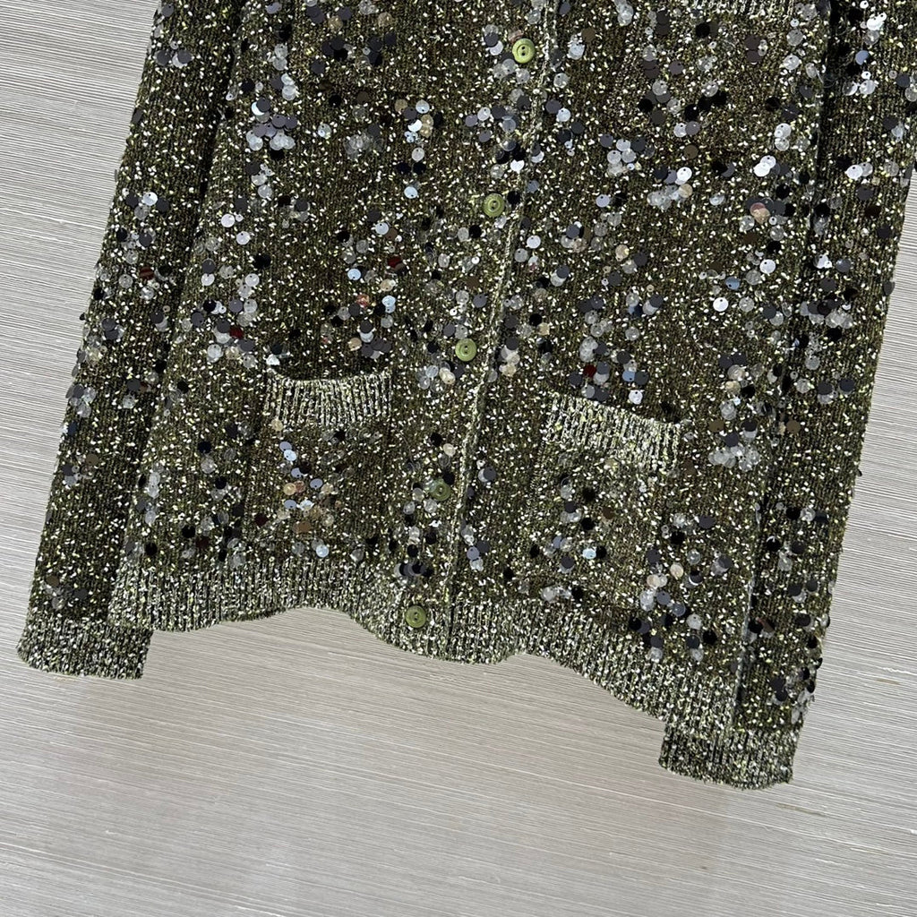 Gucci 25 Knitted Polo Long-sleeved Top Green Gray Wool