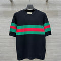 Gucci 25 Mesh Short-sleeved Top Black Tencel