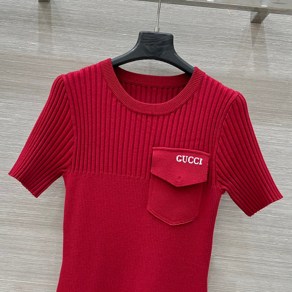 Gucci 25 Knitted Dress Red Viscose