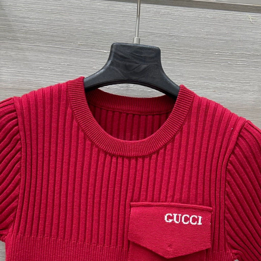 Gucci 25 Knitted Top Red Viscose