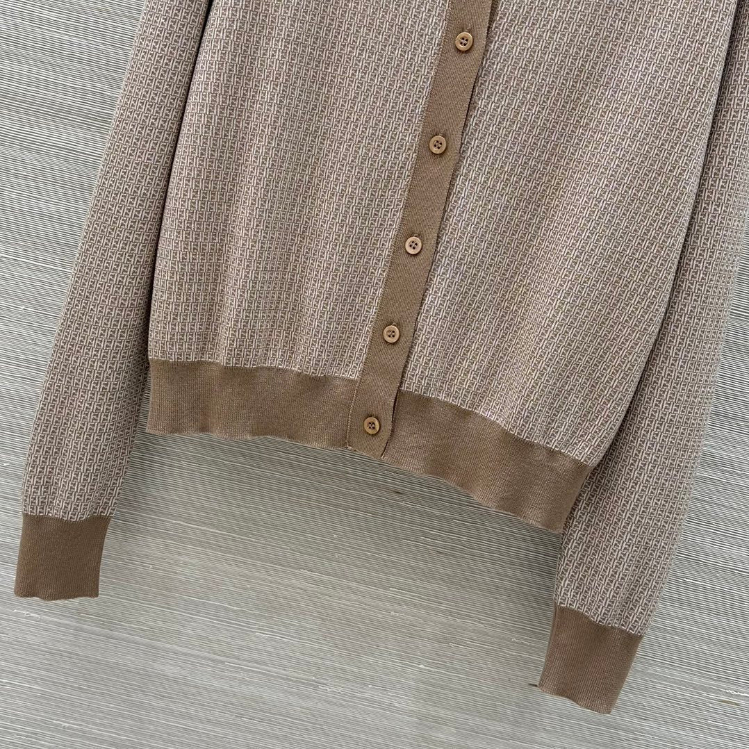 Fendi Knitted Cardigan Top Brown Wool