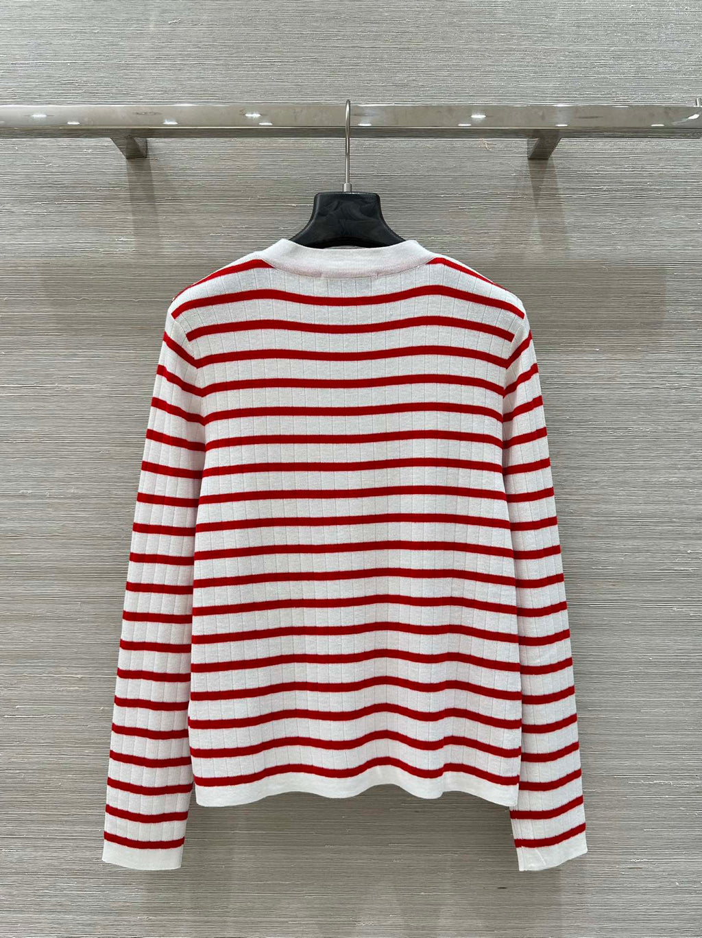 CD 25 Striped knitted Cardigan Red White Cotton