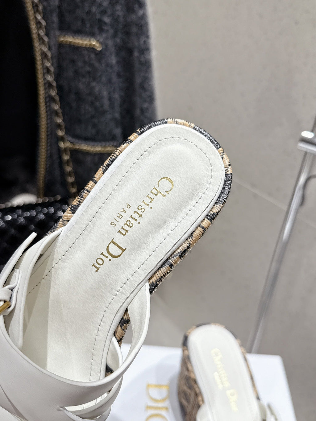 CD 26s Platform Sandal 65 White Black Beige Monogram Leather 636350