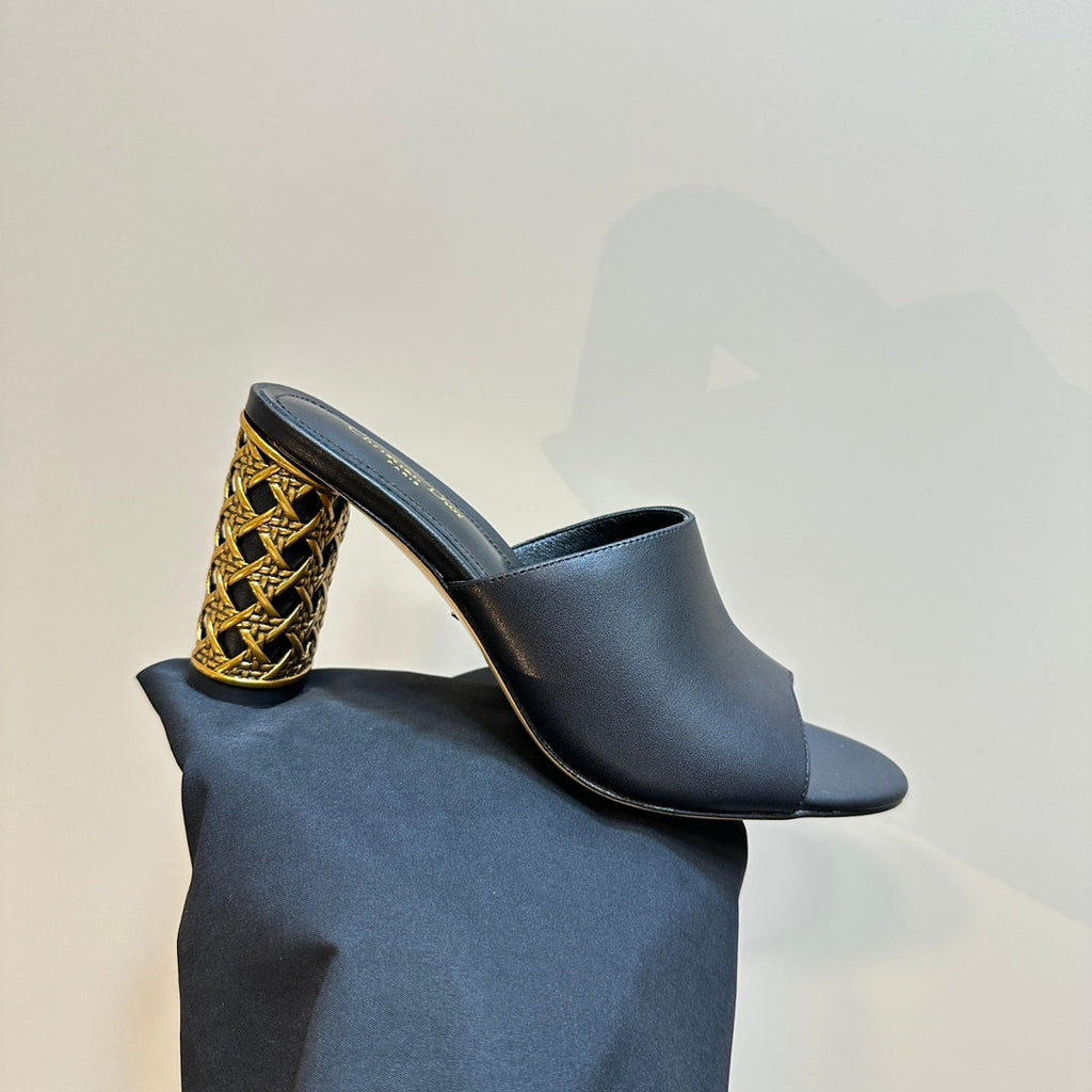CD Icon Heeled Slide 95mm Black Calfskin