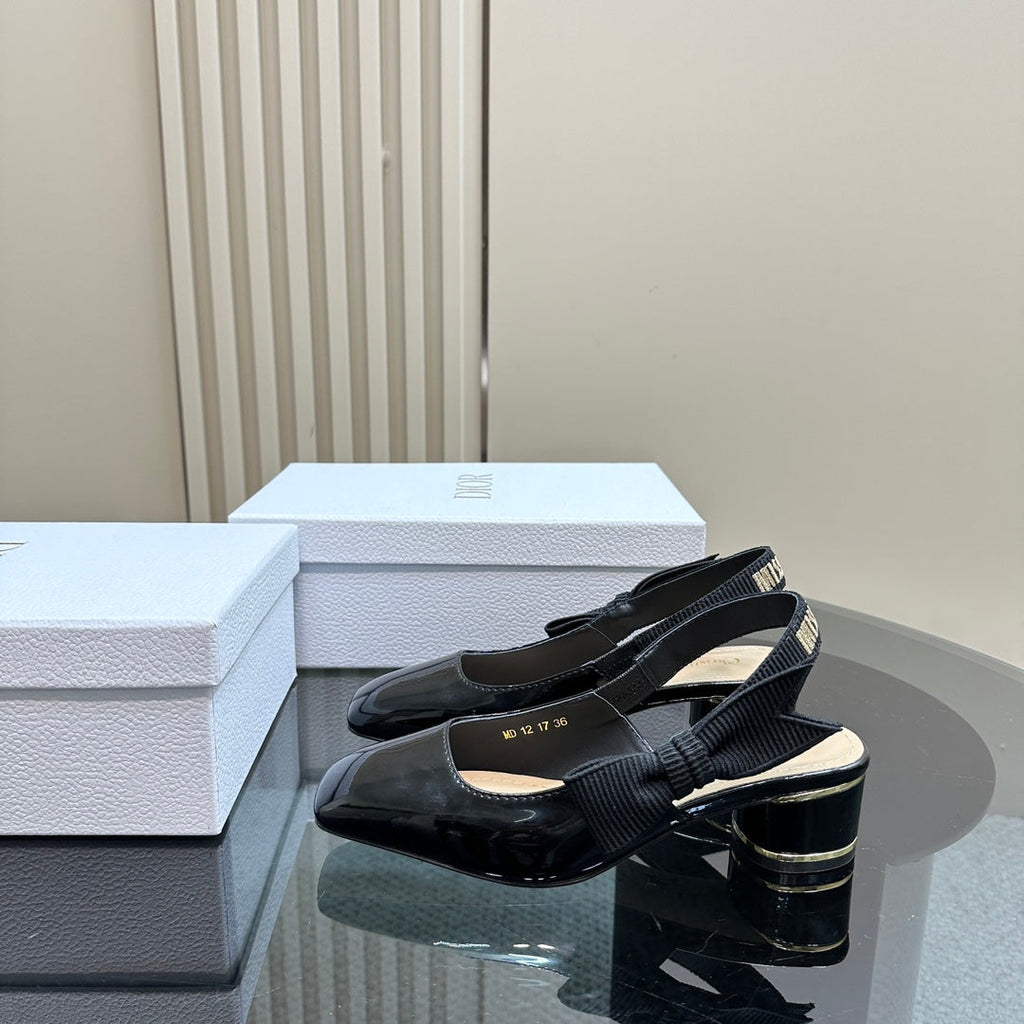 Miss Dior Paris Slingback Pump In Black Glossy Cowhide 998868