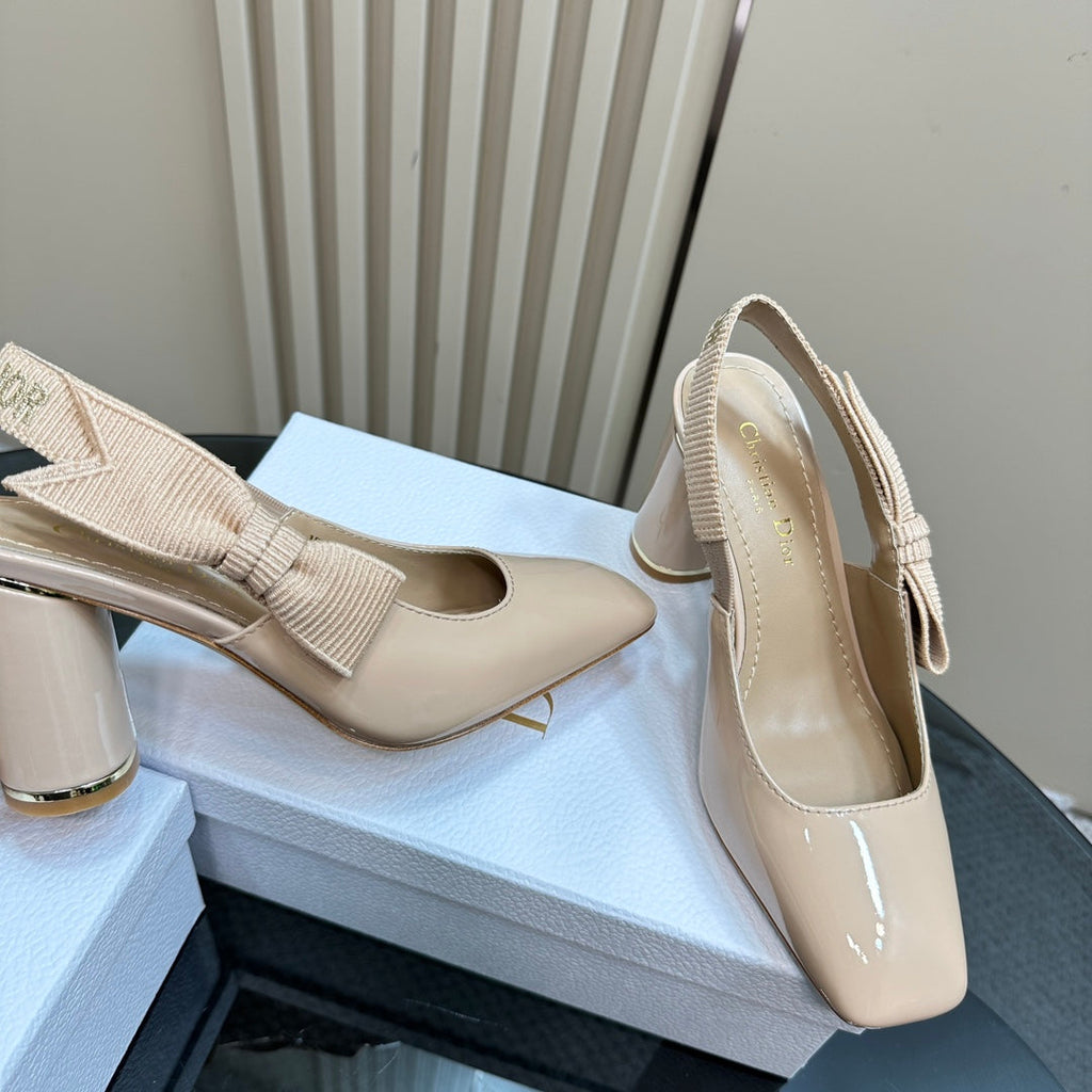 Miss Dior Paris Slingback Pump In Beige Glossy Cowhide  998863