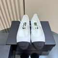 CC 25 Mary Jane Flat White Leather with Fabric 239409