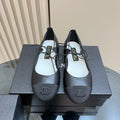 CC 25 Mary Jane Flat Black Leather with Fabric 239412