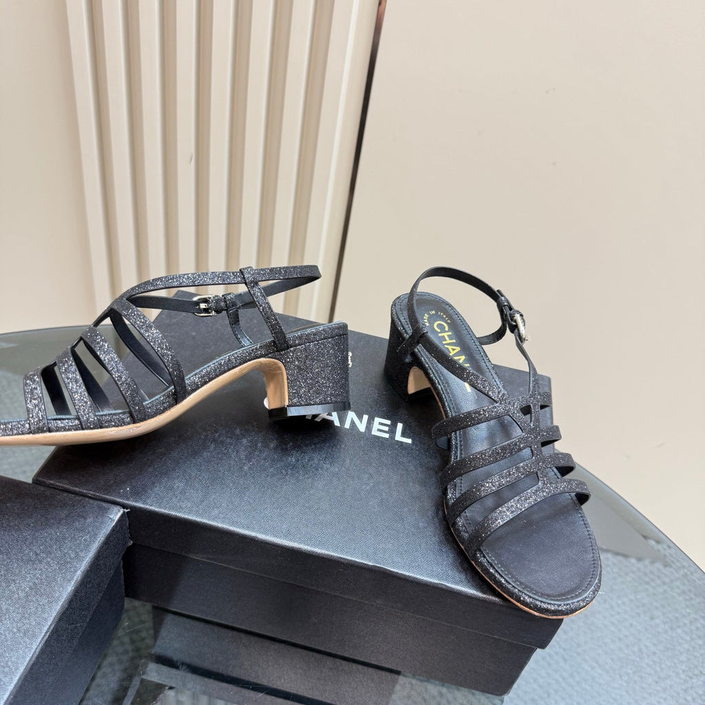 CC 25 Sandal Heels Black Sheepskin 239417