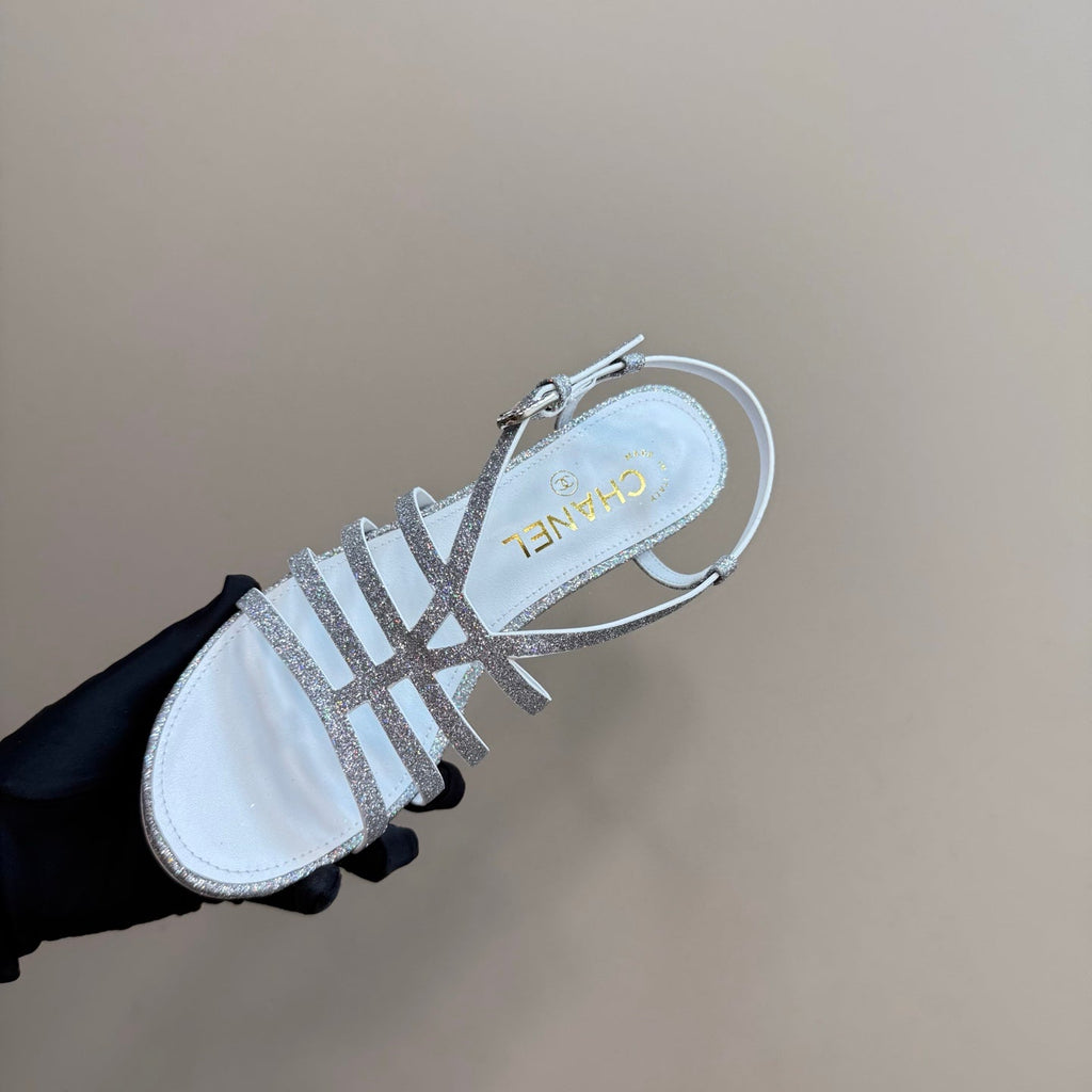 CC 25 Sandal Heels Silver Sheepskin 239420