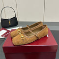 GC 25 Horsebit Ballet Flat Brown Monogram Suede