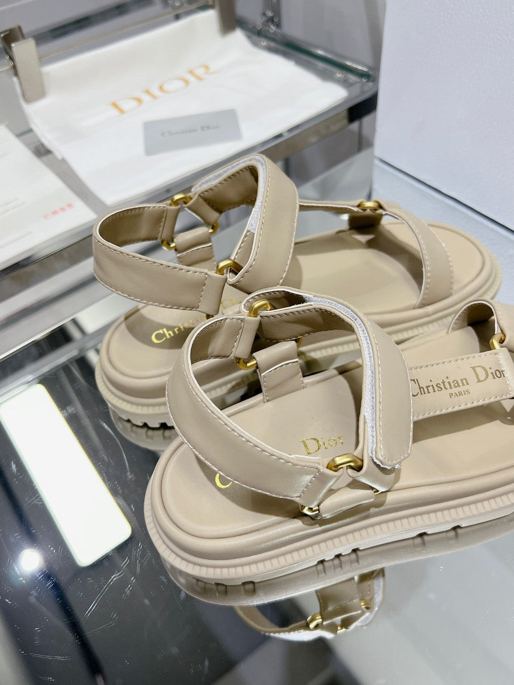 CD D-Wave Sandal In Beige Cowhide 100753