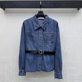 Dior 2026 Belted Denim Shirt With Black Belt Blue Cotton