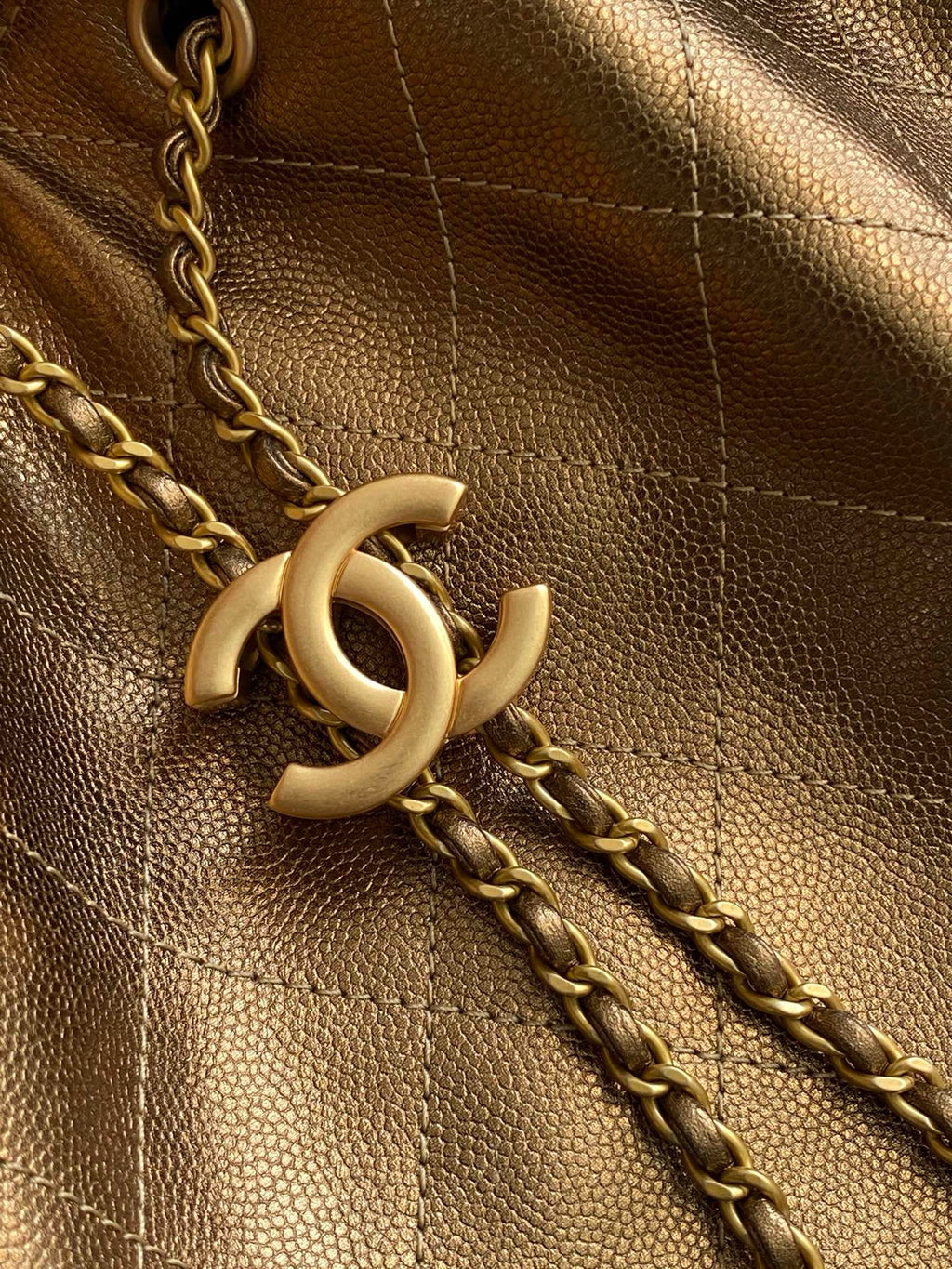 CC 25C Hobo Bags 40cm Bronze Metalic Grained Calfskin