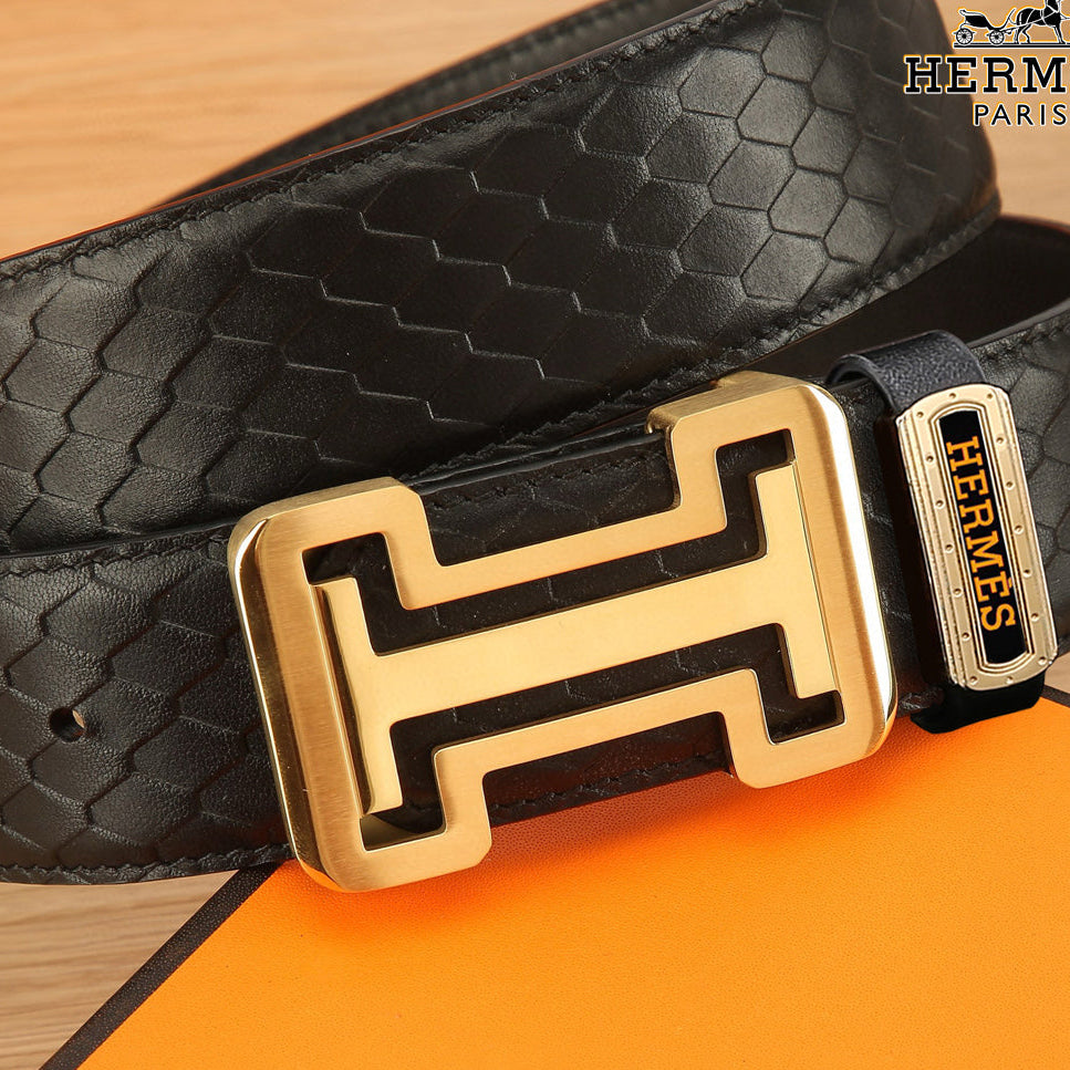 HM Constance Belt 38mm Black Togo Leather 619662