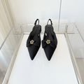 SLINGBACKS 18 MM IN BLACK CALFSKIN MIX CANVAS