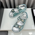 dad sandals cloud blue metalic lambskin