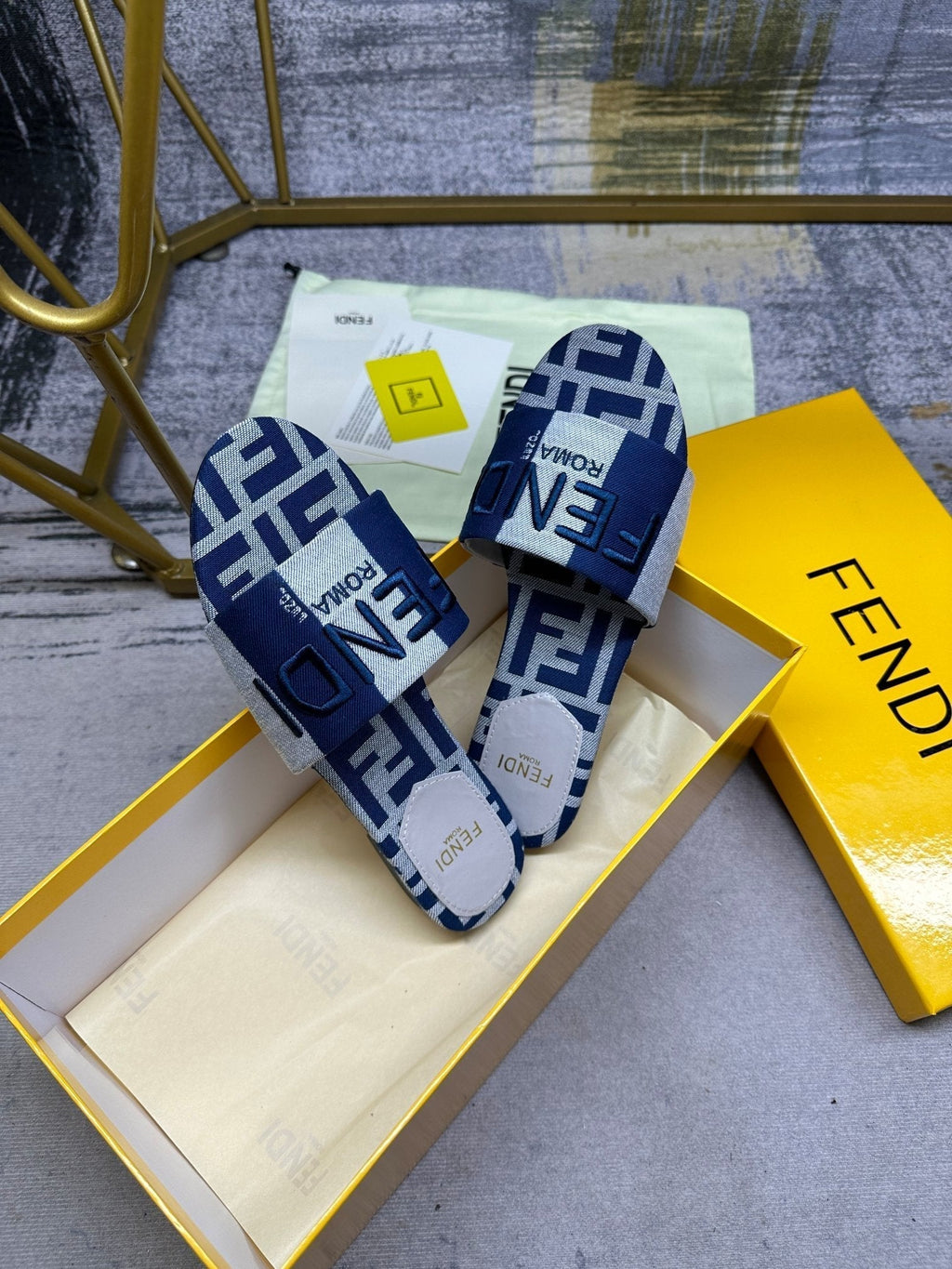 FF 5 Dark Blue Grey Canvas Slide