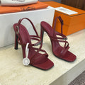 HM 26ss Kelly Sliver Buckle Sandals 95 Dark Red Calfskin 607175