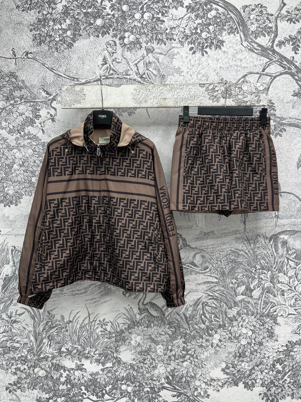 Fendi 25 Monogram Set Brown Black Polyester