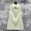Prada 25 Sleeveless Waist Dress White Cotton Polyester