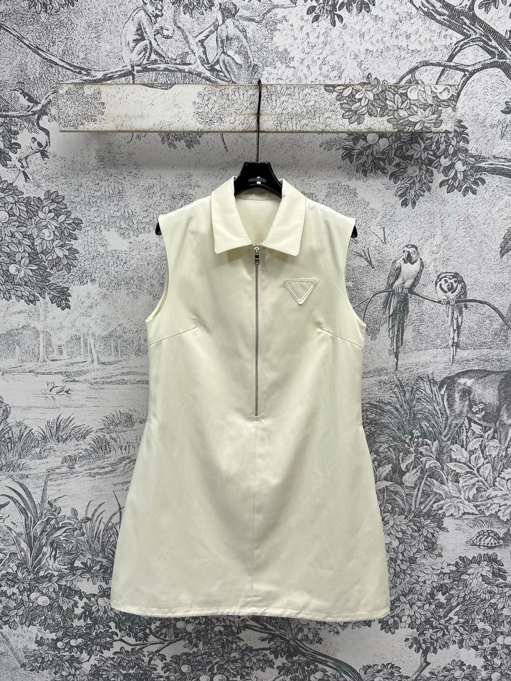 Prada 25 Sleeveless Dress Beige Cotton Polyester