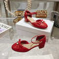 CD Ballet Pump Red Quilted Cowhide