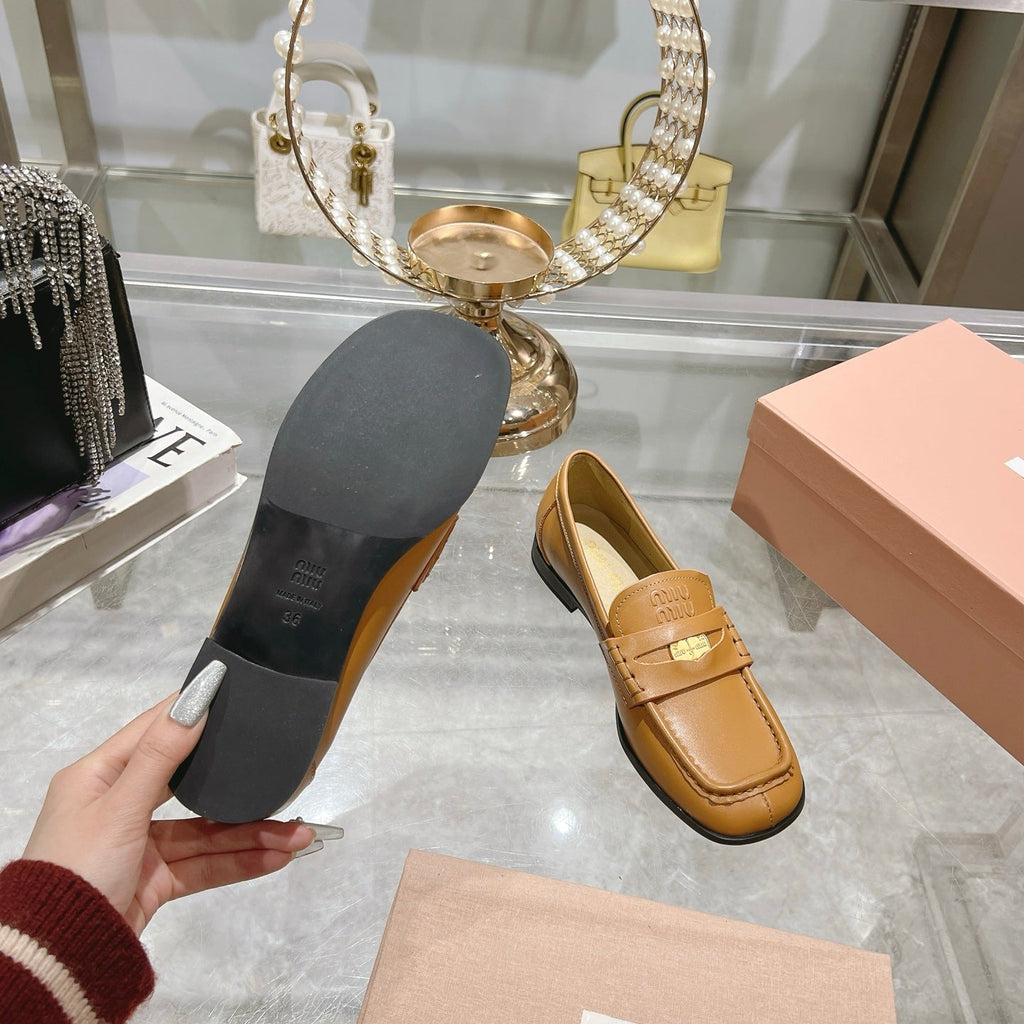 Miu 25C Loafers Caramel Cowhide 235303
