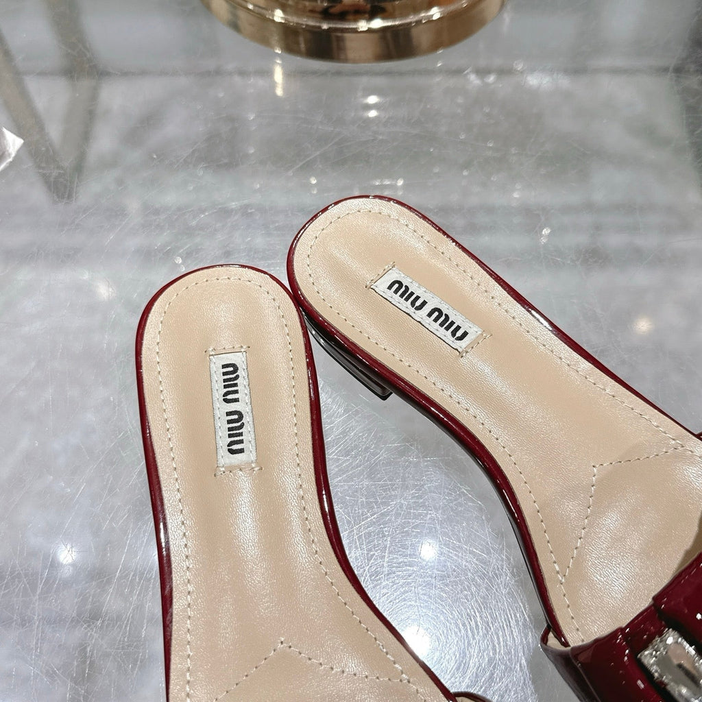 Miu 25C Slippers Red Patent Leather 235323