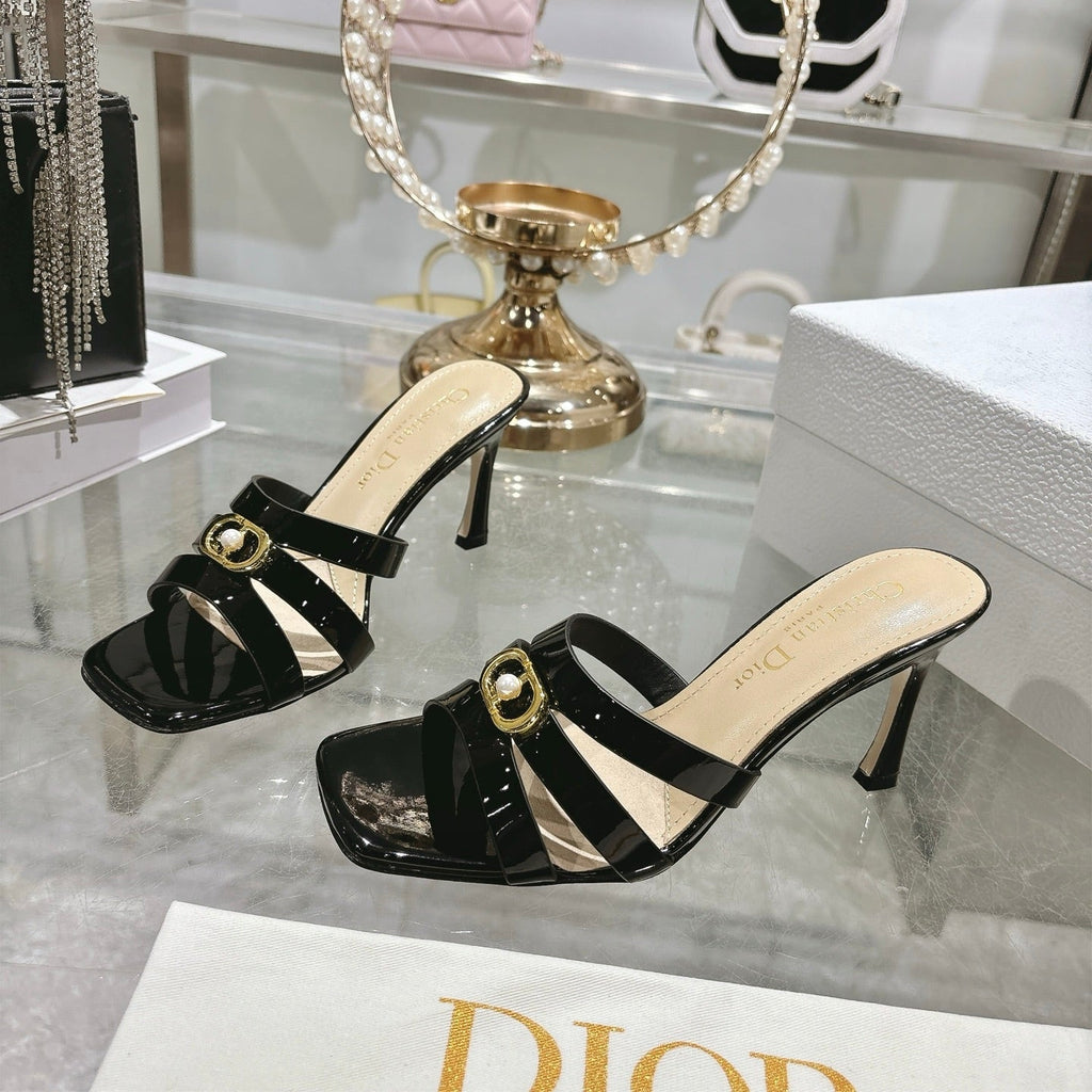 CD 26 High-Heeled Sandals 75mm Black Patent Leather 592258