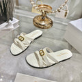 CD 26 Flat Sandals White Patent Leather 592265