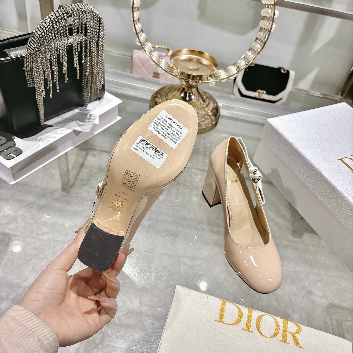 CD 26 Lolita High-Heeled 85 Beige Patent Leather 679733