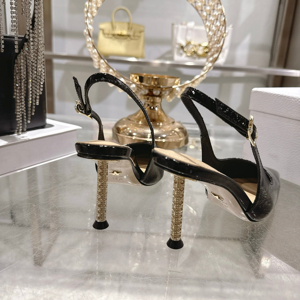 CD 26 Slingback 80 Black Beige Patent Leather 679853