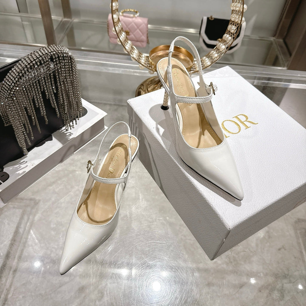 CD 26 Mary Jane High Heels 80 White Patent Leather 679858